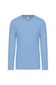 Heren T-shirt lange mouw V Hals Kariban K358 SKY BLUE